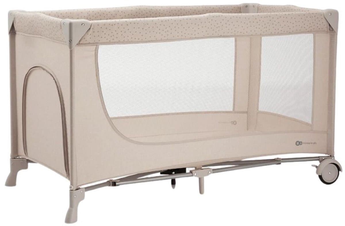 Kinderkraft JOY 2 ACC Reisbed 3-in-1 – Voor baby's tot 15 kg – Snel inklapbaar – Inclusief speelcarrousel, luierplateau, aankleedonderlegger en draagtas – Beige thumbnail 4