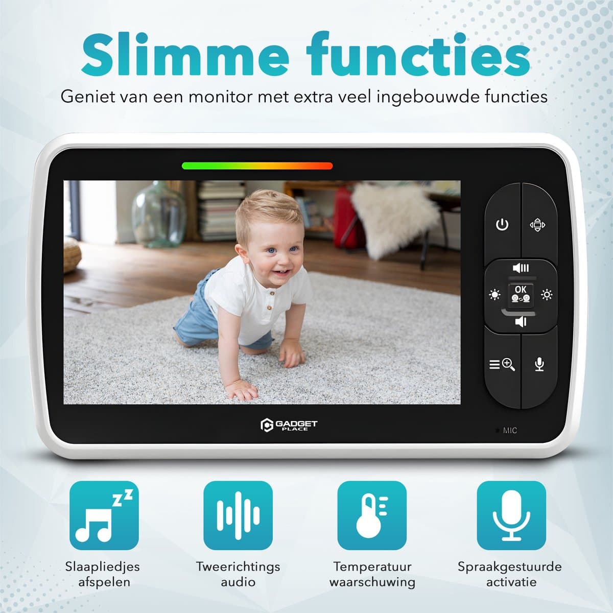 Babyfoon met Camera en 5 inch HD Monitor - Incl. Wiegbevestiging - Nachtzicht & Zoomfunctie - Baby Camera en Monitor thumbnail 2