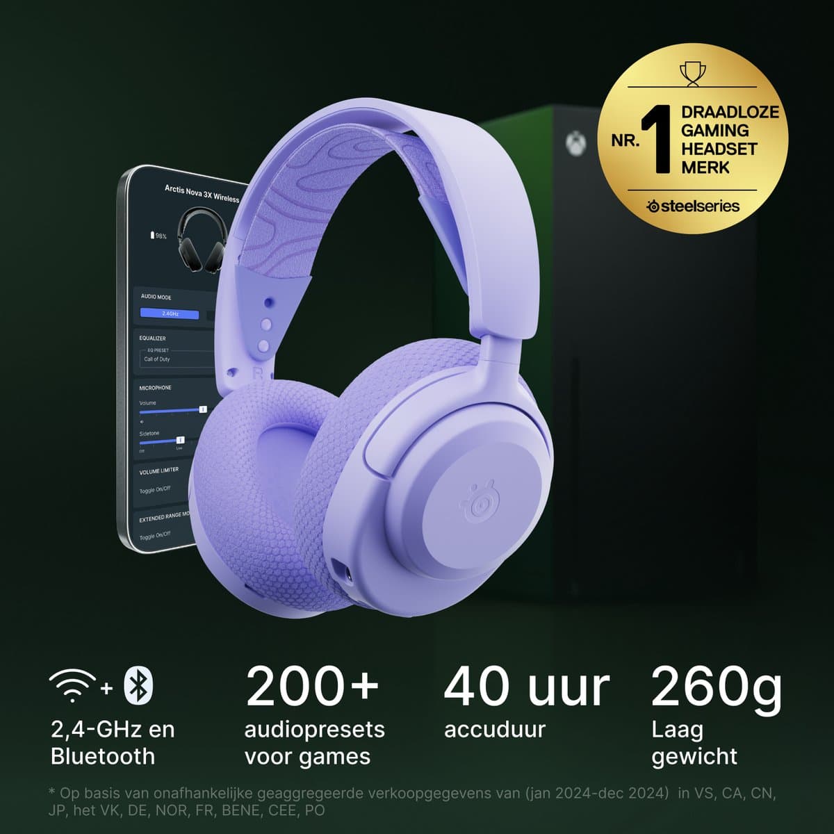 SteelSeries Arctis Nova 3X Wireless Lavender - 40 uur thumbnail 2