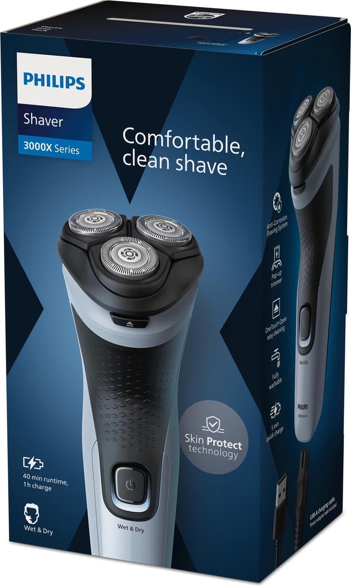 Philips Shaver 3000X Series X3003/00 - Elektrisch scheerapparaat – met trimmer – mannen - Blauw thumbnail 8