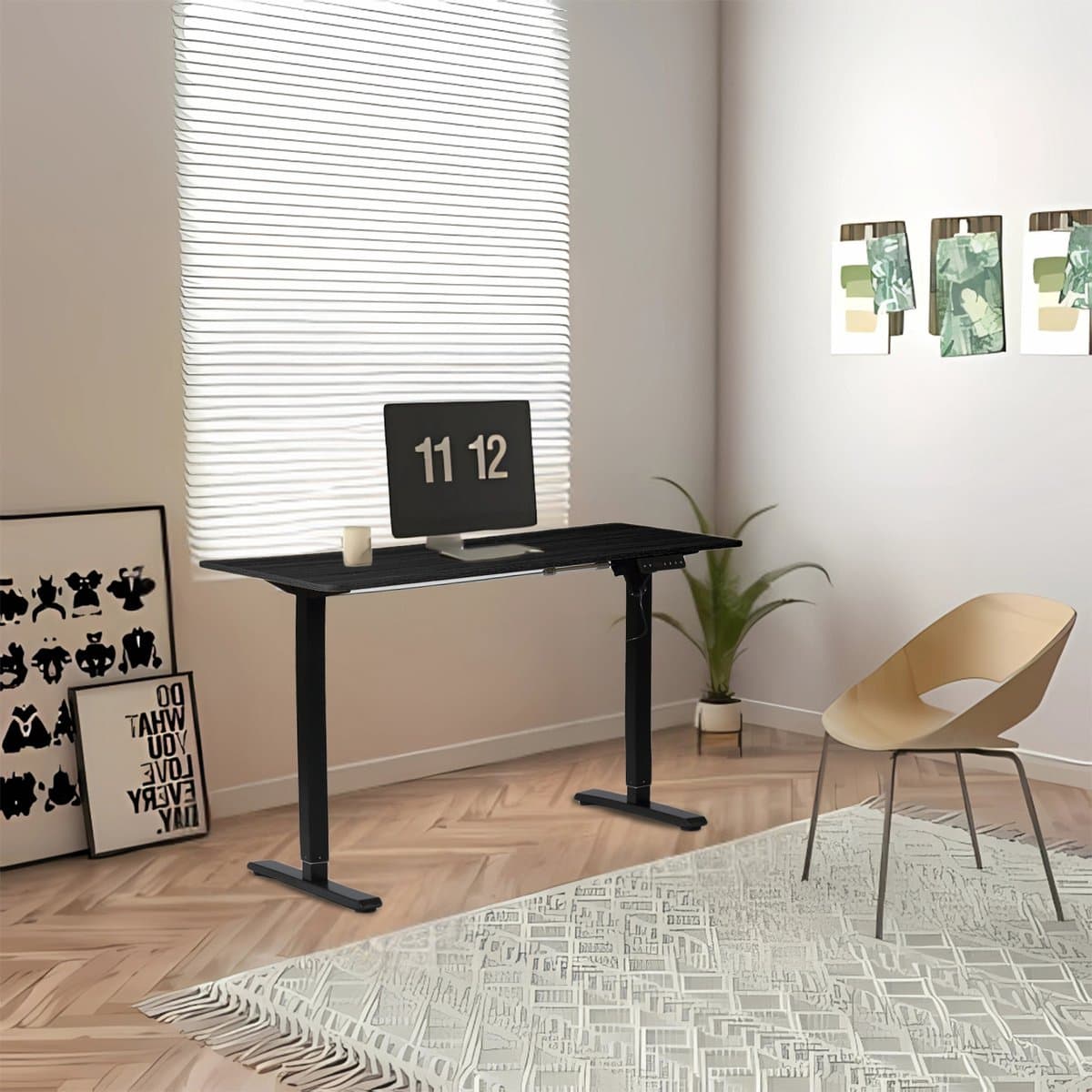 OfficeSense OS50 Zit Sta Bureau Elektrisch 120 x 60 CM - Verstelbaar in hoogte - Zwart Eiken Blad thumbnail 3