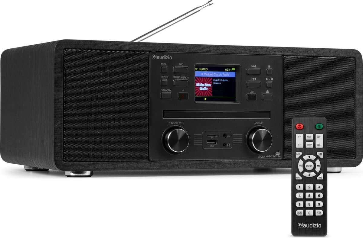 Internetradio - Audizio Avola alles-in-één radio met Bluetooth - DAB+/FM - CD speler - Zwart