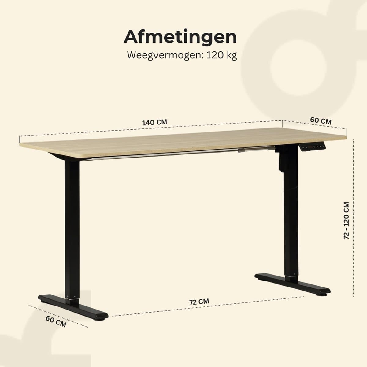 OfficeSense OS50 Zit-Sta Bureau 120x60 - Elektrisch Verstelbaar thumbnail 7