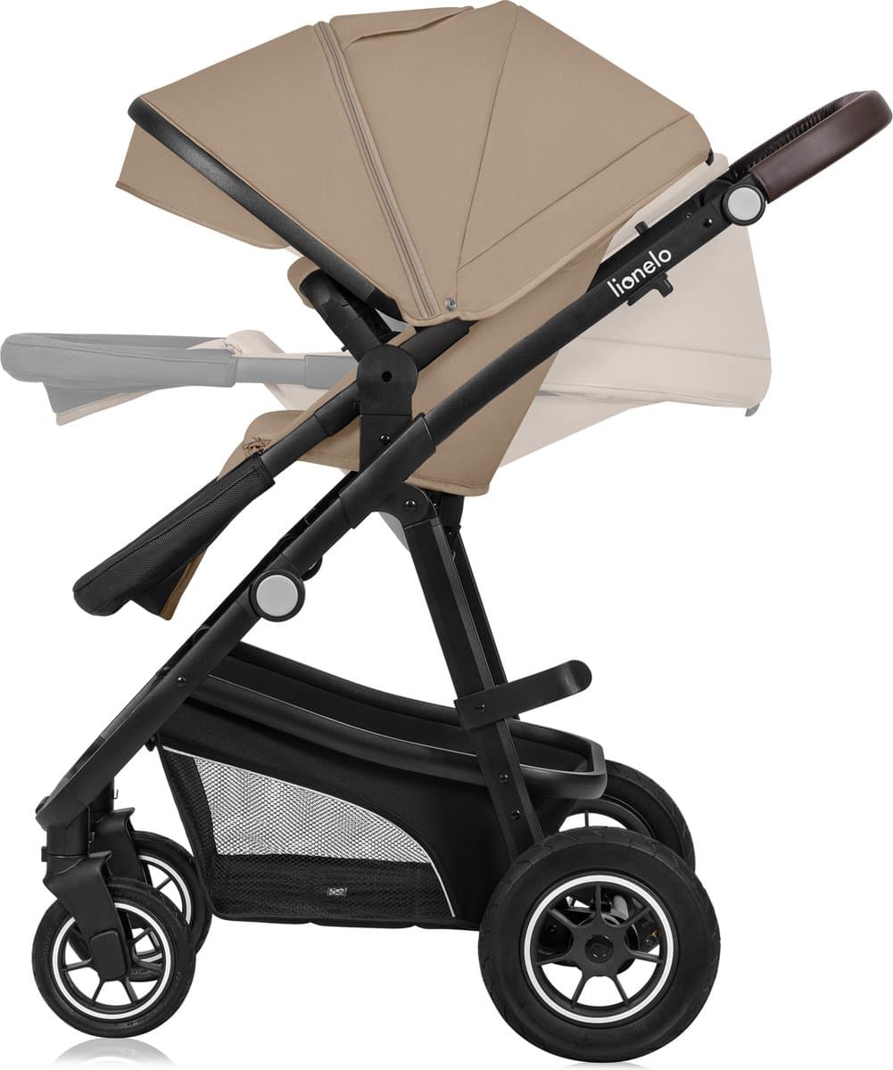 Lionelo Bianka Kinderwagen 3 in 1 - Reiswieg + Wandelwagen + Autostoel - Grote Luchtbanden, Volledige Vering - Inklapbaar - Verstelbare duwstang - Buggy Omkeerbare Zitting - 0-22kg - Accessoireset - Beige thumbnail 2