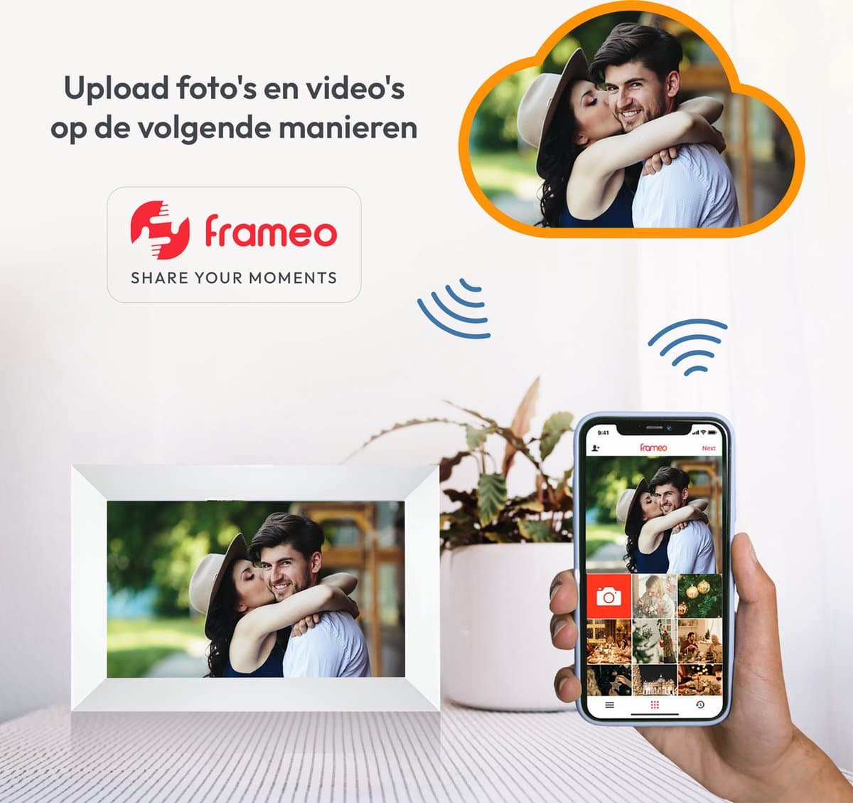 Digitale fotolijst met WiFi en Frameo App - 8 inch IPS Display - Fotokader met Touchscreen - 32GB - Wit - Frameo digitale fotolijst - digitale fotokader - digitaal fotolijstje thumbnail 8