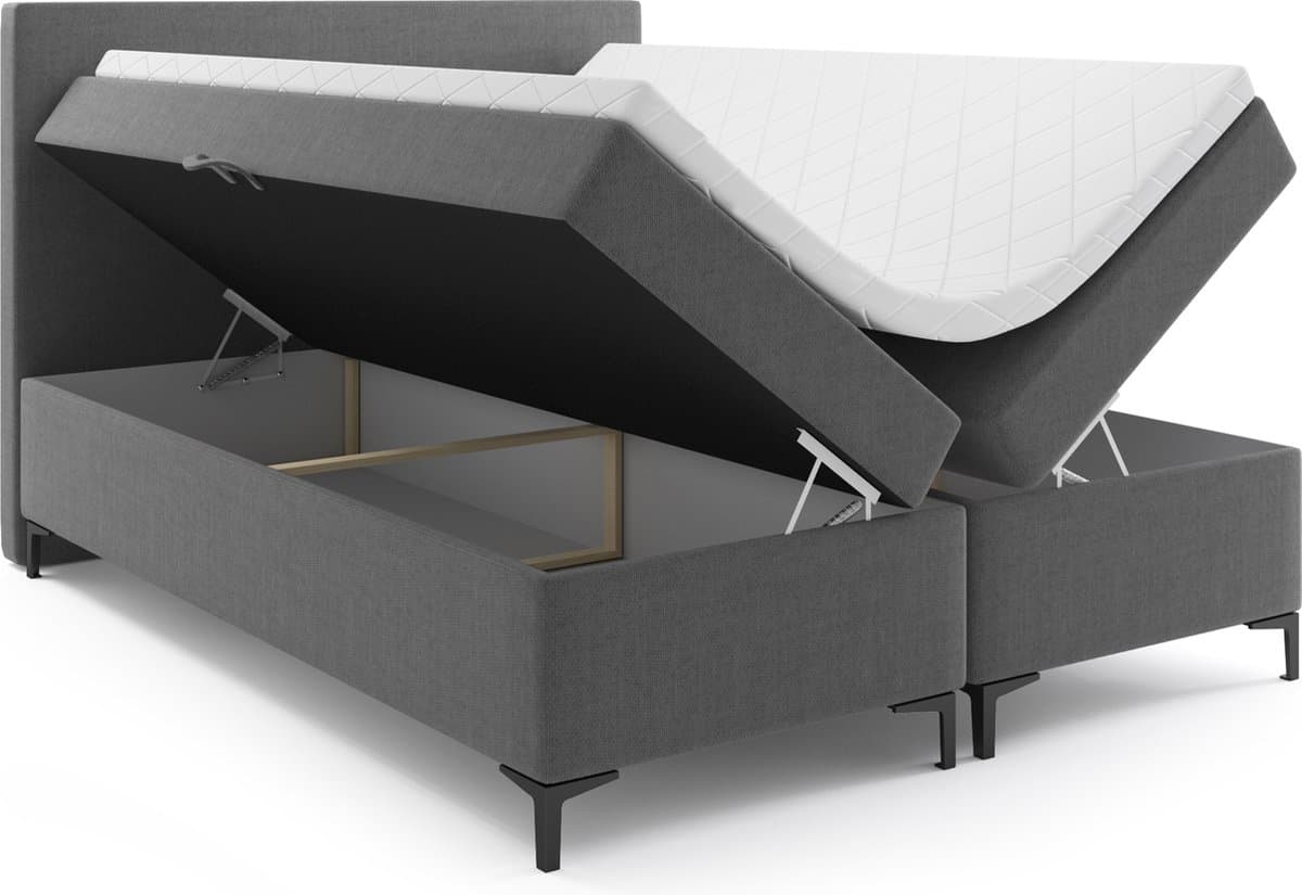 Meuba Home - Atlanta Boxspring - Donkergrijs - 180x200 - Stof - Met topper 8cm thumbnail 2