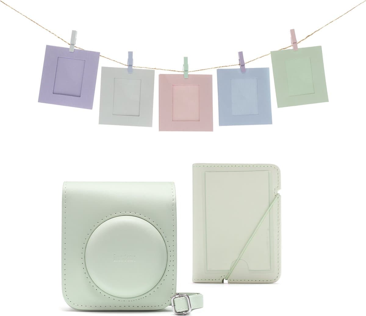 Fujifilm Instax Mini 12 accessoires - Cameratas, fotokaarten met clips & fotoalbum - Mint Groen thumbnail 2