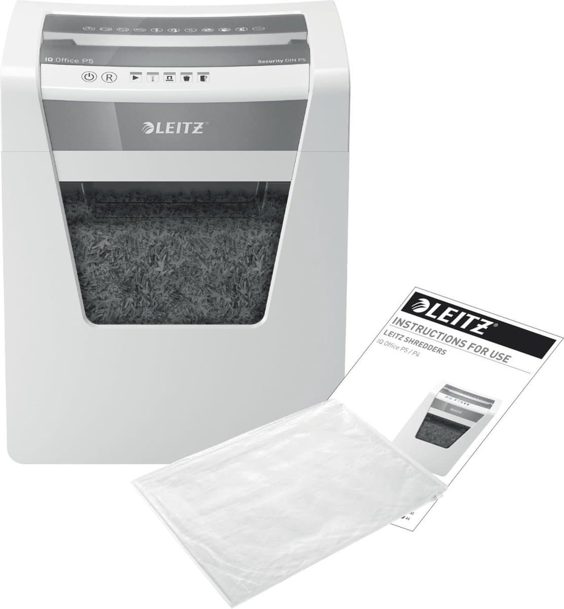 Leitz IQ Office Papierversnipperaar - P5 Snippers - Tot 10 Vel - 23L - Wit thumbnail 8