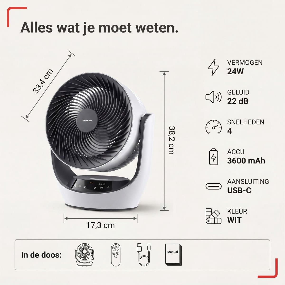 SwitchBot Battery Circulator Fan met accu en app thumbnail 6