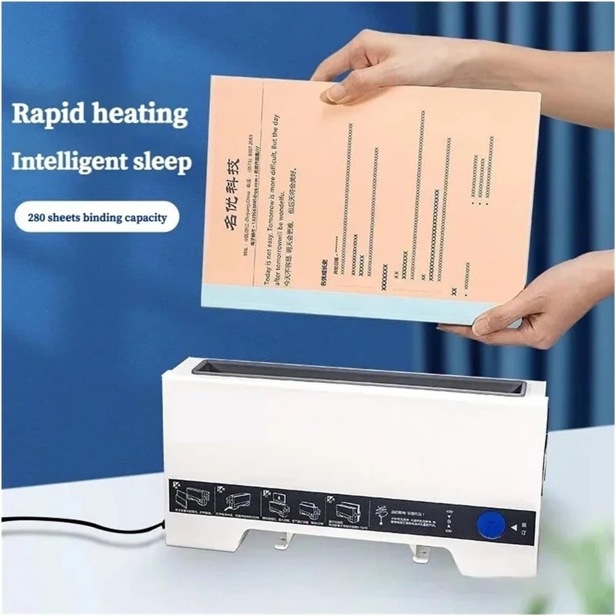 Inbindmachine - Document Binder - Contracten Maken - Automatische Hot Melt - 280 Vellen - Zwart thumbnail 2