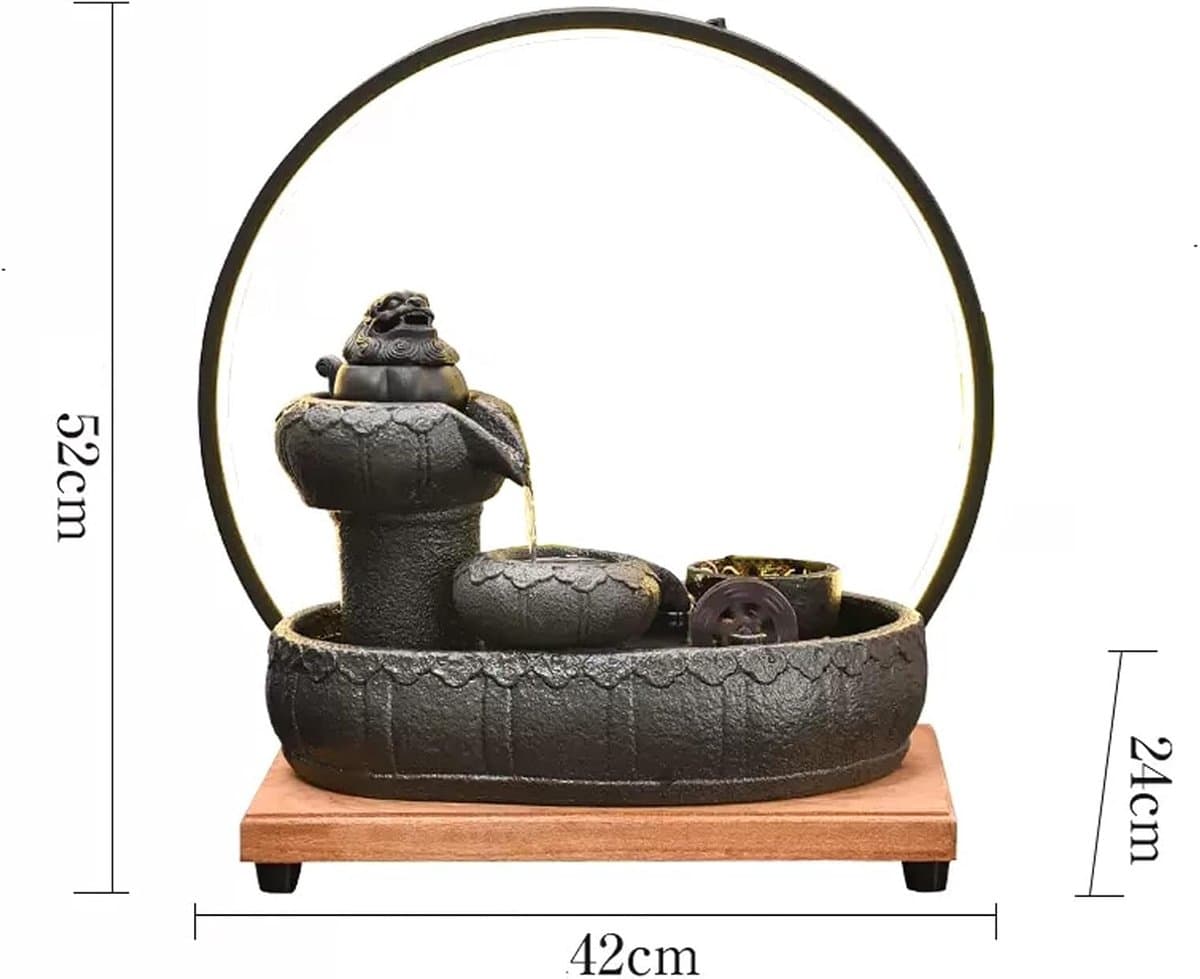 Waterfontein Binnen - Tafelfontein Decoratief - Ontspanning Thuis - Met LED-lichtring - 42 cm - Wit thumbnail 5