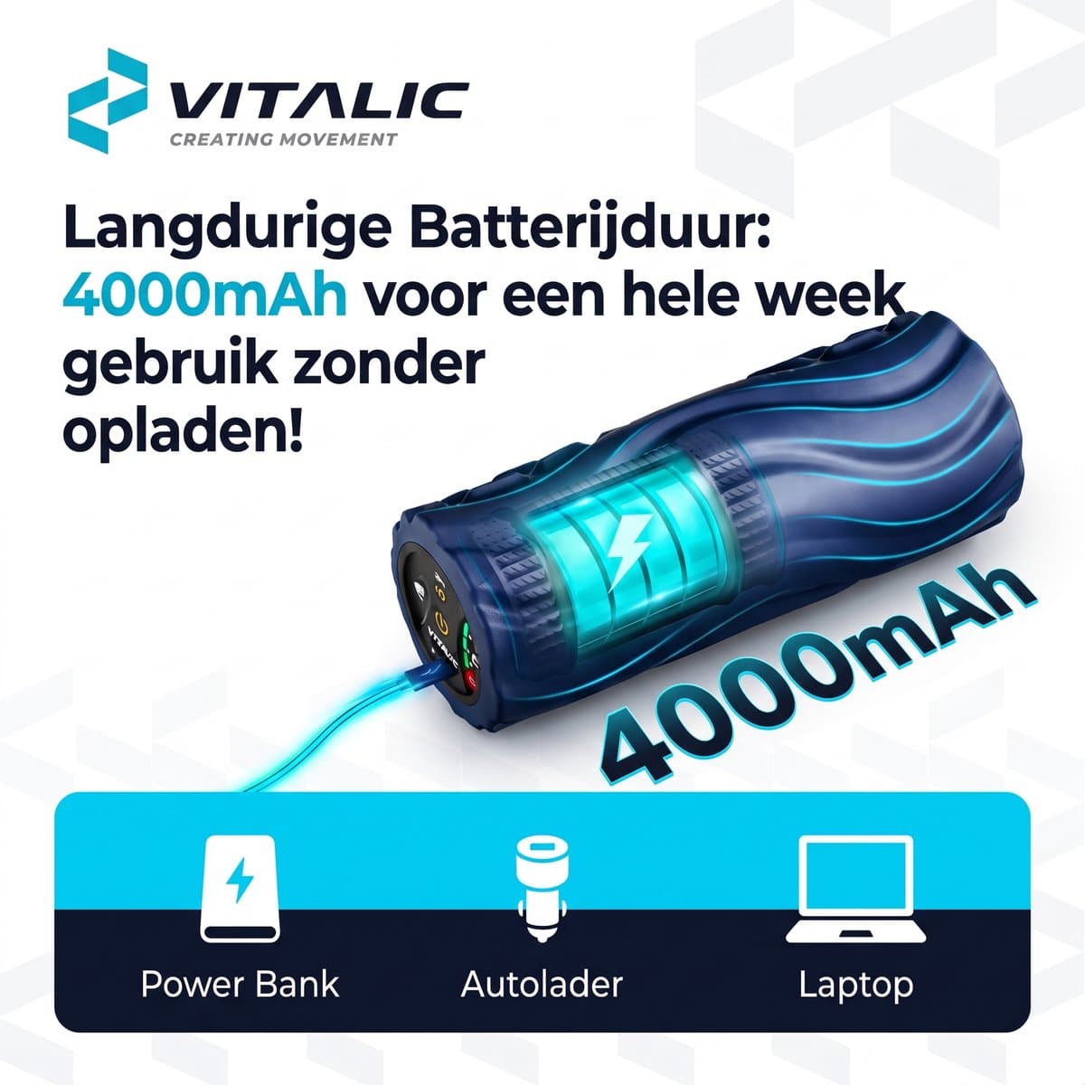 Vibrerende Foam Roller met 4 weken durend mobiliteitplan - voor Rug, Nek en Lichaam massage roller - Fitness foamrollers | Vitalic thumbnail 6
