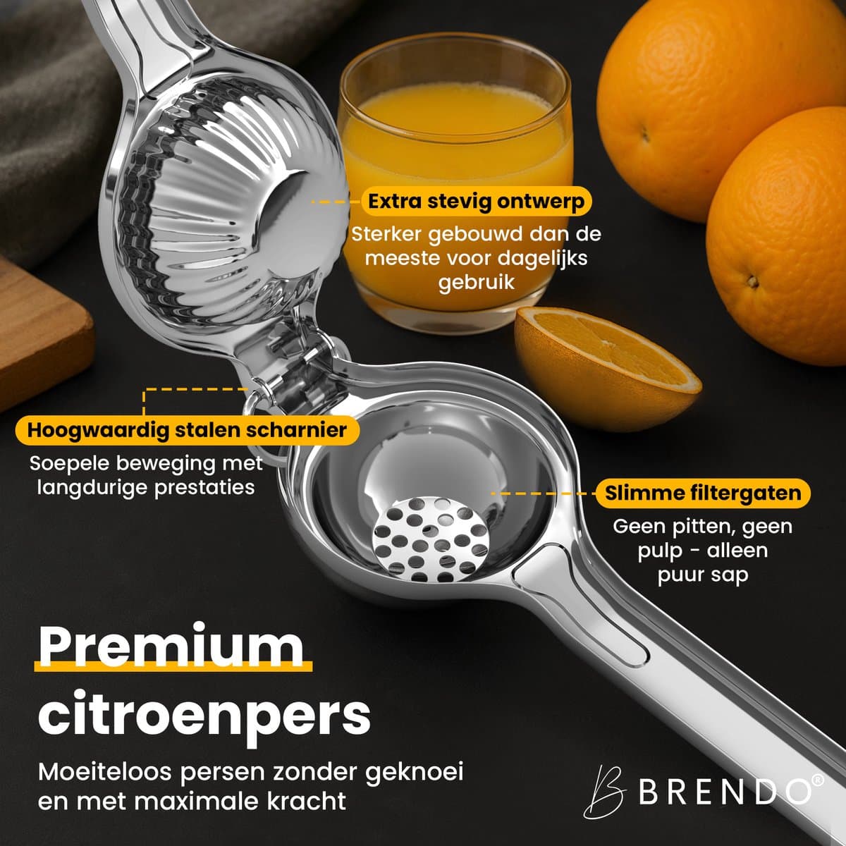 Brendo® - Citroenpers – universele maat – uitpersen tot de laatste druppel – citruspers – extreem robuust – voor meer fris en genot thumbnail 8