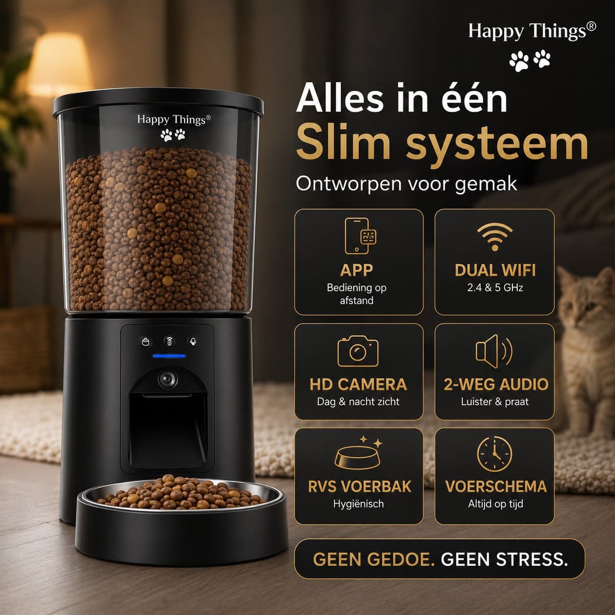 Happy Happy Things® Voerbak met Camera - 4L RVS thumbnail 4