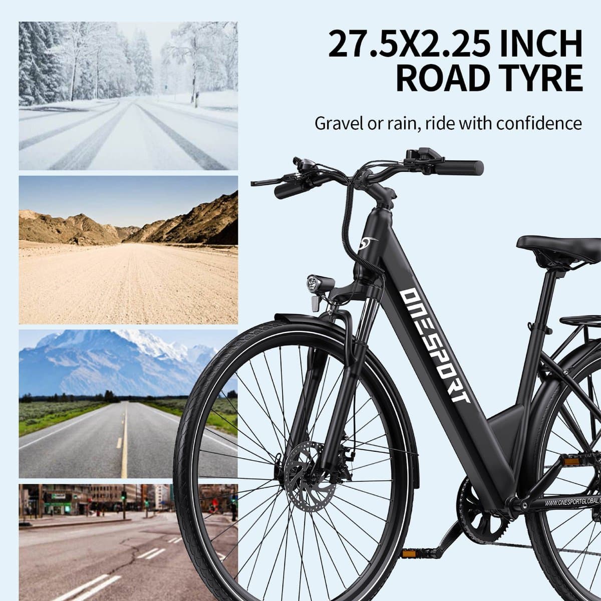 ONESPORT OT12 E-bike - 25 km/u - 27.5inch - 40km actieradius - 250W motor - 36V 13Ah accu - grijs thumbnail 5