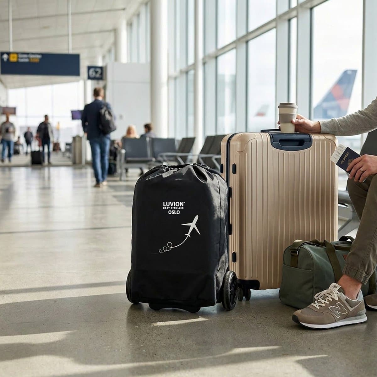 LUVION® Oslo Buggy - Plooibuggy lichtgewicht inklapbaar - Beige - Inclusief Gratis Travel Bag thumbnail 8