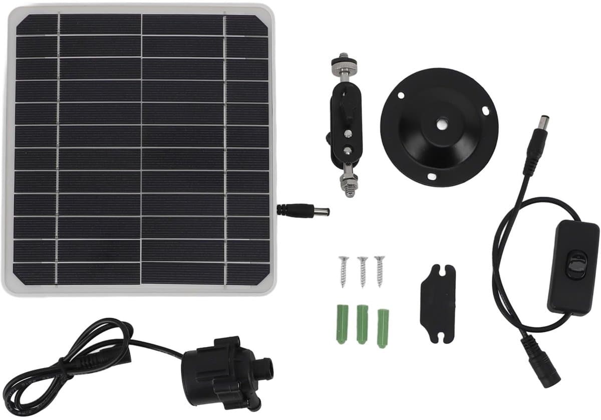Allecto - Zonnepaneel Waterpomp - Energieopslag voor Tuin en Vijver - Duurzaam en Efficiënt - 50W - Waterbesparing - Eenvoudig te Installeren - Ges...