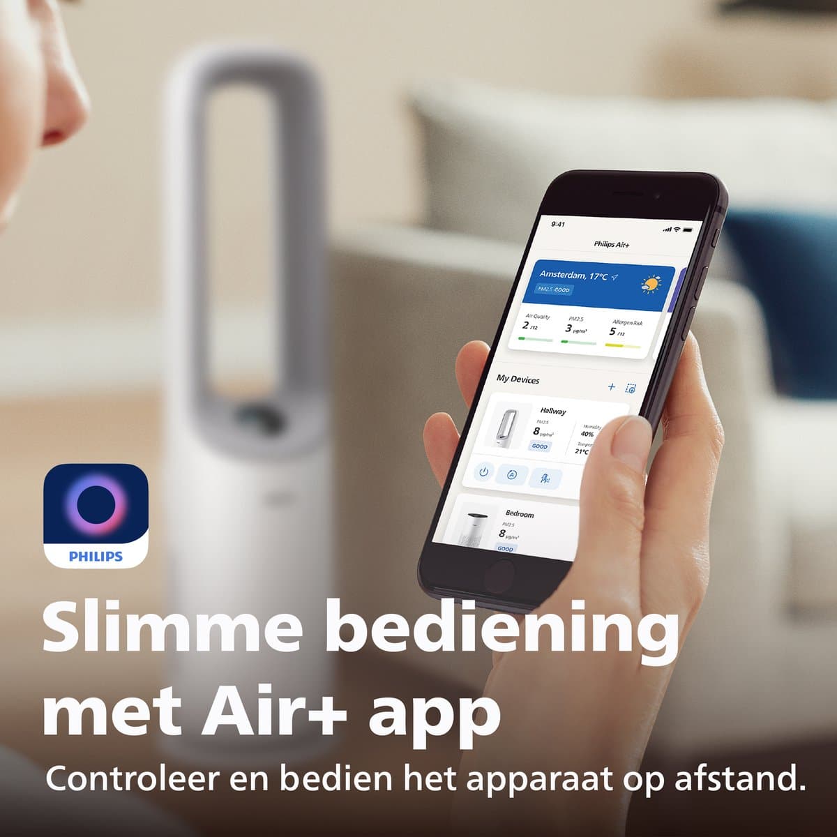 Philips 7000 Series Air Performer 2-in-1 Luchtreiniger en Ventilator - CADR 270m3/u - Ruimtes tot 70m2 - 3 laags HEPA Filtratie - Air+ app - Wit - AMF765/10 thumbnail 7