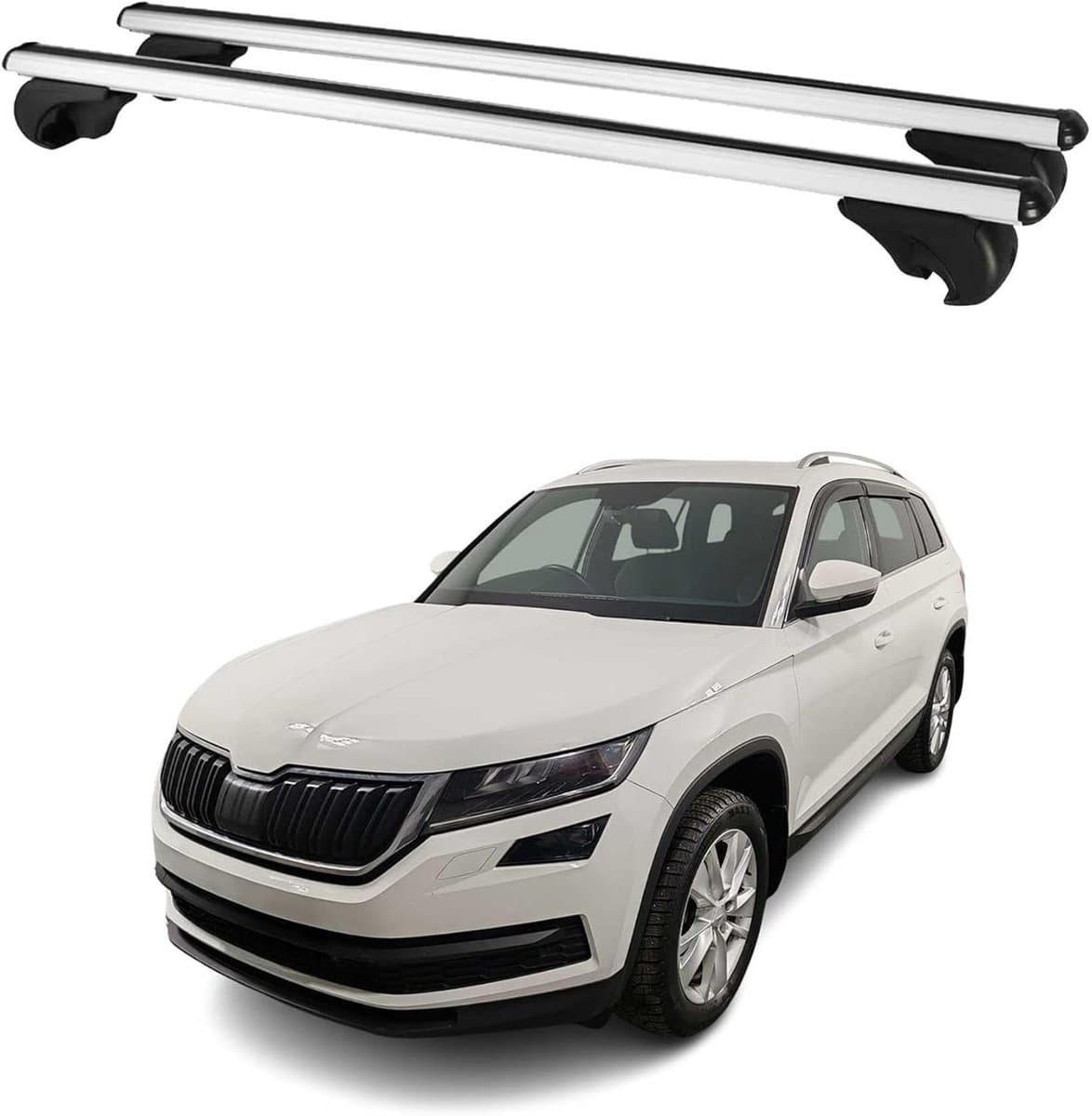Dakdragers Set - Bagagedragers Auto - Transport Fietsen Kajak - Aerodynamisch Aluminium Ontwerp - 120 cm Lengte - Grijs