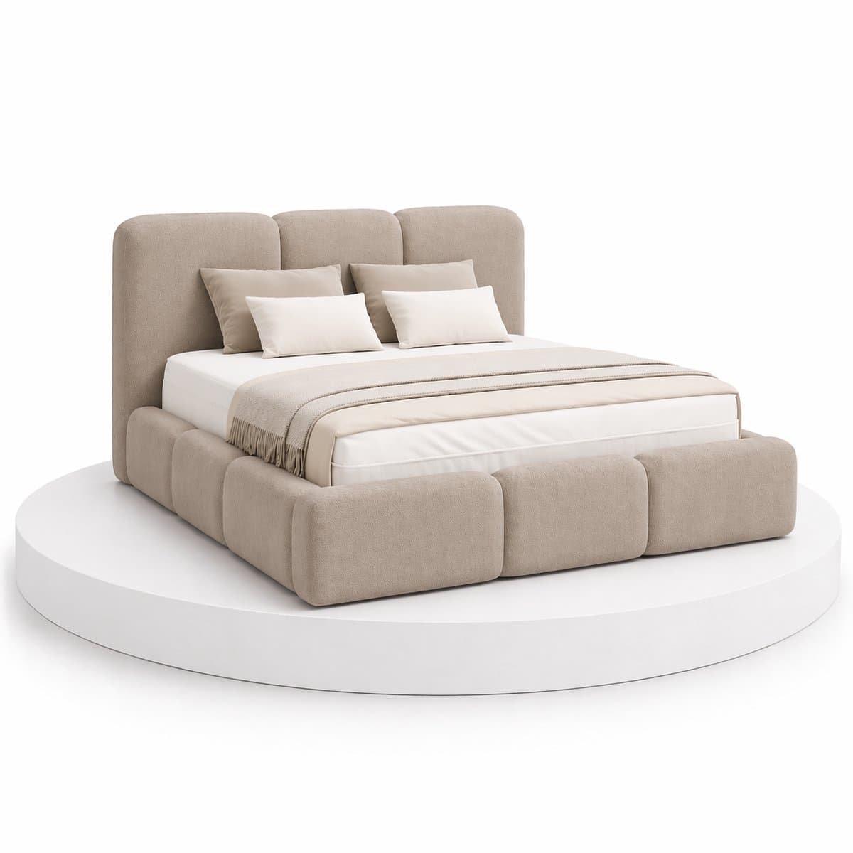 Japandi Bed Hikari - 160x200 Compleet - Boxspring met opbergruimte - Taupe - BalBedden