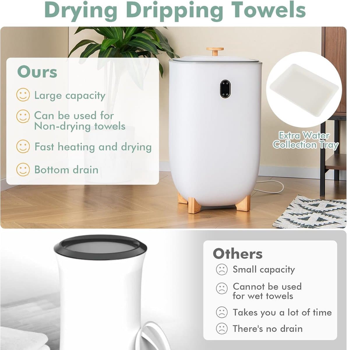 Handdoekwarmer - Badkamer verwarming - Ontspannen sfeer - Grote capaciteit - 35 liter - Wit thumbnail 6