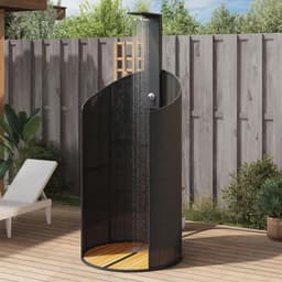 Productfoto van Buitendouche Zwart - Tuindouche Vrijstaand - Verfrissend Douchen - Poly Rotan Acacia - 100x100x242 cm - Zwart
