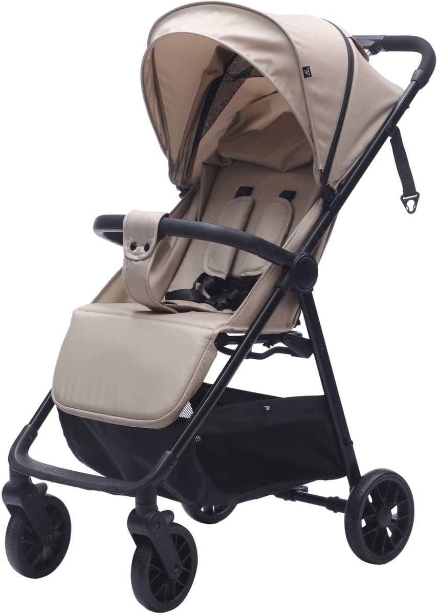 Bebies First Buggy MIO - Lichtgewicht Opvouwbare buggy- Verstelbare Rugleuning - Zwenkwielen, Zonnekap & Boodschappenmand - Geschikt vanaf Geboorte tot 22 kg - Beige thumbnail 2