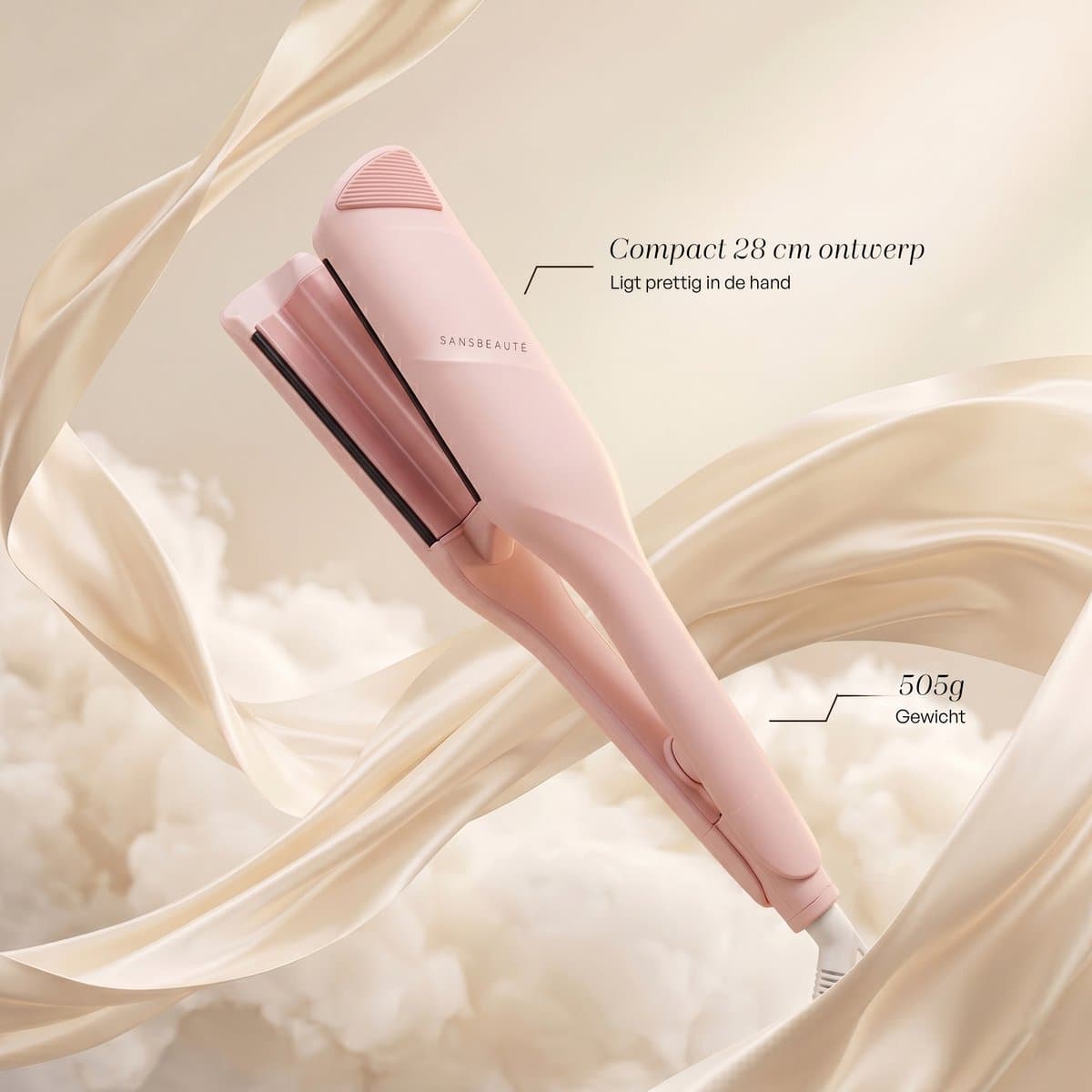 Sansbeauté® Wave Krultang 32mm - Wafeltang - Keramische Haarkruller Beach Waves - Mermade Hair Waves - Mermaid Waves Krultang - Wavy Hair - Krultangen - The Waver - Haarstyler Hair Curler - Dunne en Dikke Crimper thumbnail 3