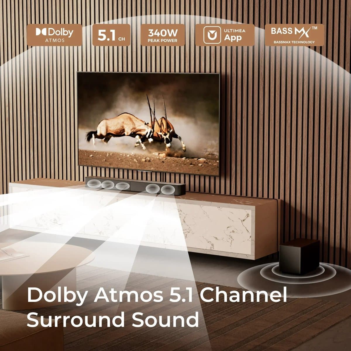 Innovastore Soundbar - Soundbar met subwoofer - Dolby Atmos soundbar - Surround set Home Cinema - Geluid systeem - 5 speakers thumbnail 2