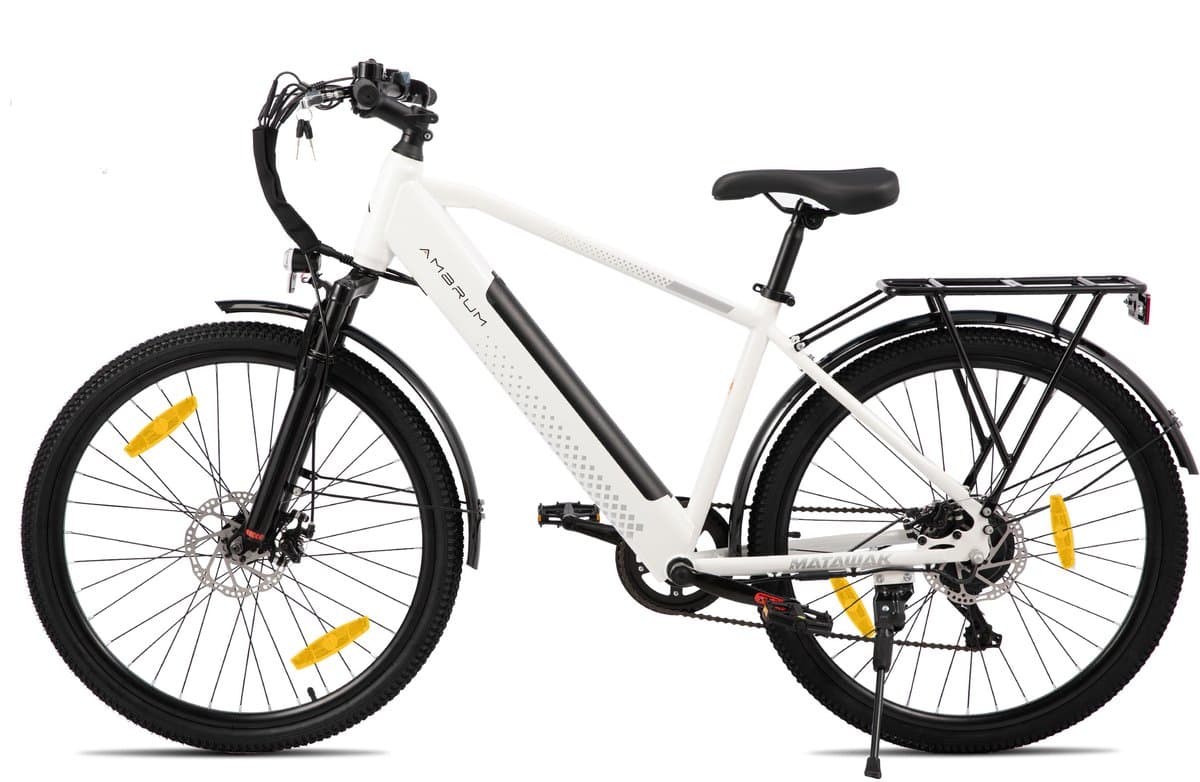 HILAND Matawak elektrische stadsfiets - 26 inch - 250W motor - 60km actieradius - 36V 10.4Ah accu - Shimano 7-versnellingen - Unisex - Wit thumbnail 6