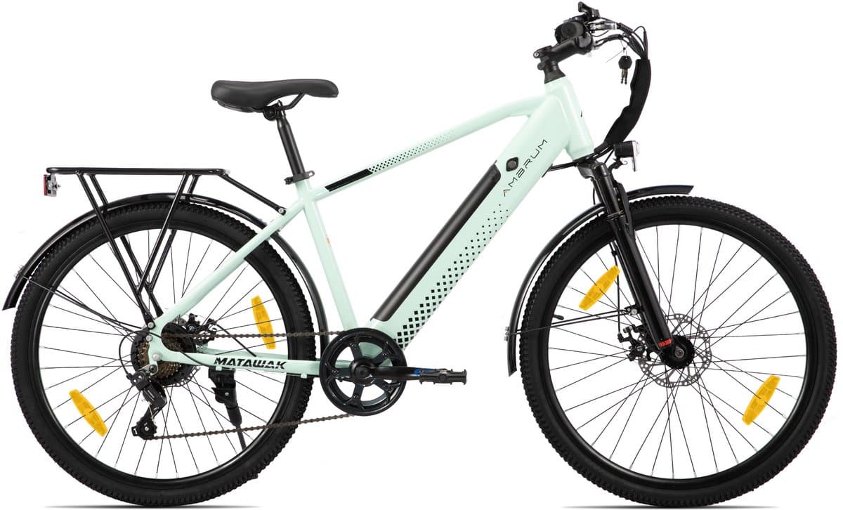HILAND Matawak elektrische stadsfiets - 26 inch - 250W motor - 60km actieradius - 36V 10.4Ah accu - Shimano 7-versnellingen - Unisex -Mintgroen thumbnail 8