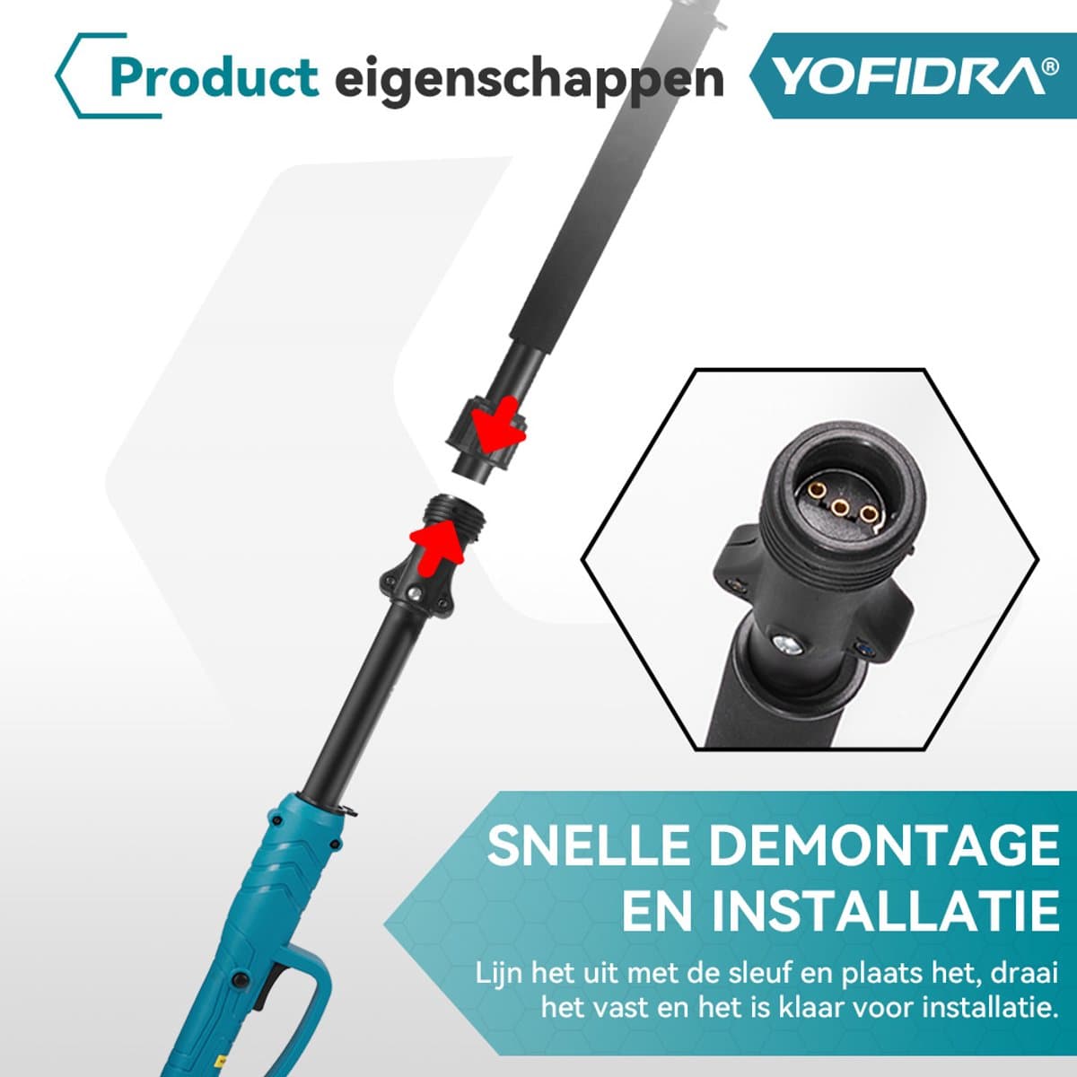 Yofidra Accu Hoogsnoeier - 4-in-1 Hoogsnoeier Kettingzaag + Telescopische Steel - Elektrische Snoeischaar - 1 m tot 2 m - Brushless - Met 2 Accus - voor boomtakken, houtzagen thumbnail 6