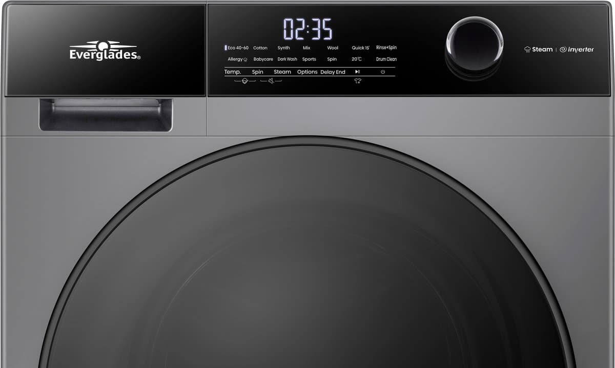 Everglades EVWM91422AG - Wasmachine 9KG - Titanium Gray - Energieklasse A-20% - Stoomfunctie - 15 Programma's - 5 Jaar Garantie thumbnail 6
