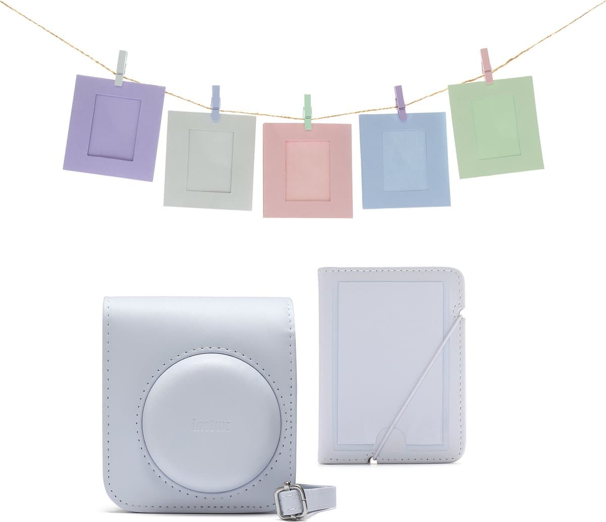 Fujifilm Instax Mini 12 accessoires - Cameratas, fotokaarten met clips & fotoalbum - Klei Wit thumbnail 2