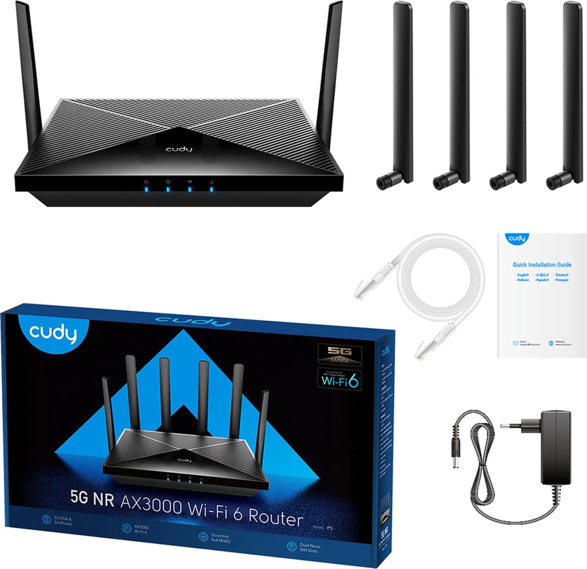 Cudy AX3000 Wi-Fi 6 5G CPE Mesh Router met dual-sim
