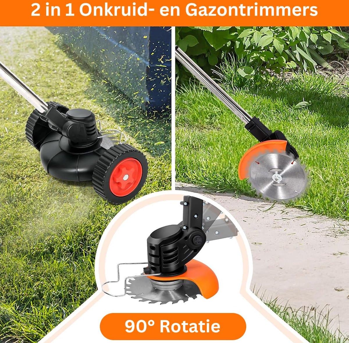 MKSS® Zweefmaaier - Bosmaaier Electrisch - Grastrimmer met Accu - Grasmaaier - Handmaaier met Wielen - Zwart met Rood thumbnail 4