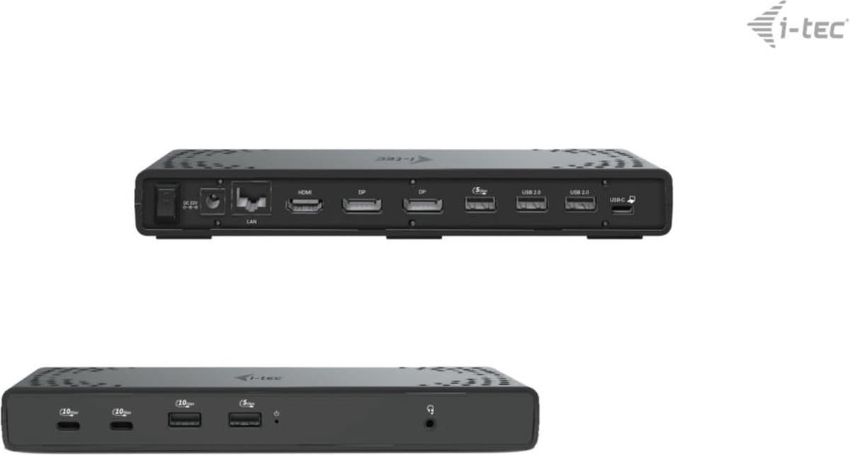 i-Tec - USB-C - Thunderbolt Docking Station - 2 x Displayport - 1 x HDMI - Ethernet - 5 x USB-A - 2 x USB-C - Audio - 100W opladen thumbnail 7