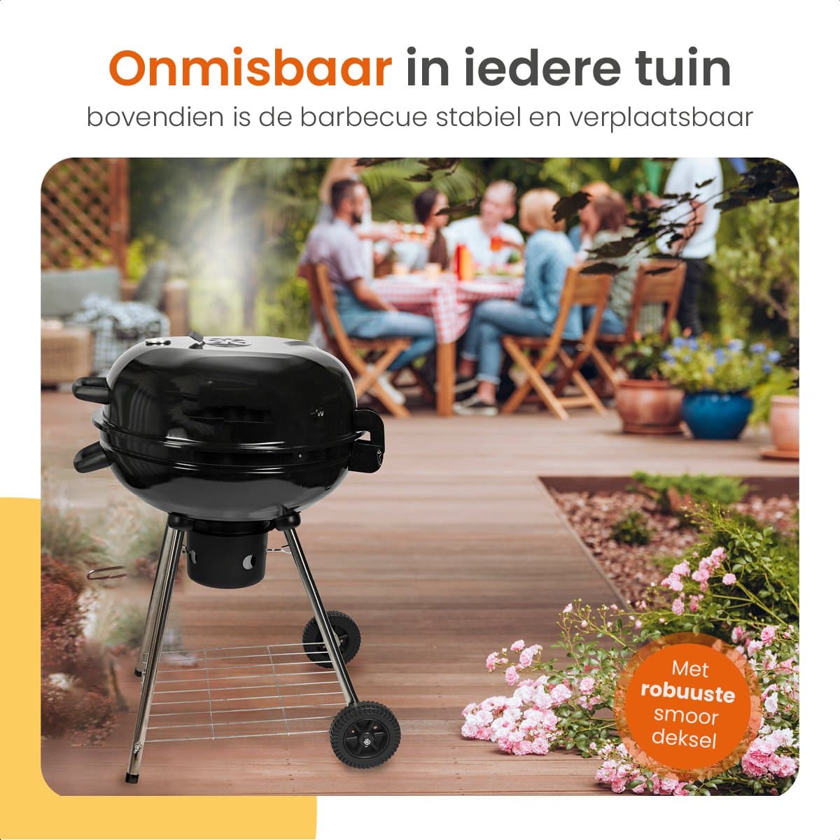 Goliving Houtskool Barbecue - Ø54 cm - Inclusief Accessoires - Houtskoolbarbecues op Wielen - XXL BBQ met Deksel - Rond - 65 x 89 cm - Zwart - Metaal thumbnail 2