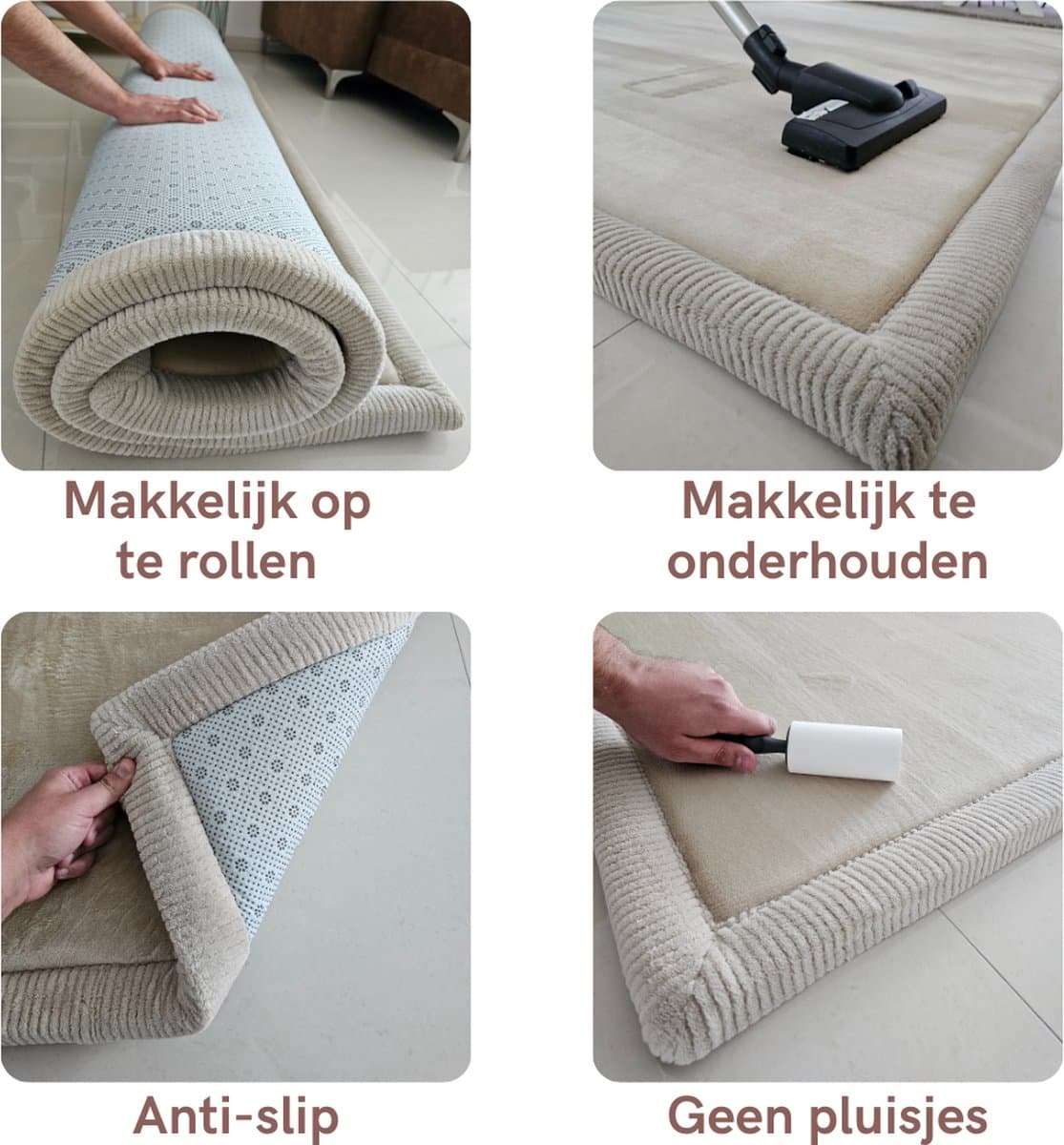 VenTur Speelmat - 200 x 150cm - 3cm Extra Dik en Zacht - Beige - Veilig voor Kinderen - Modern Duurzaam Design - Grote Babymat - Extra Dikke Antislip Baby Speelkleed - Kindermat - Speeltapijt - Speel mat - Opvouwbaar - Anti-slip - Geheugenschuim thumbnail 4