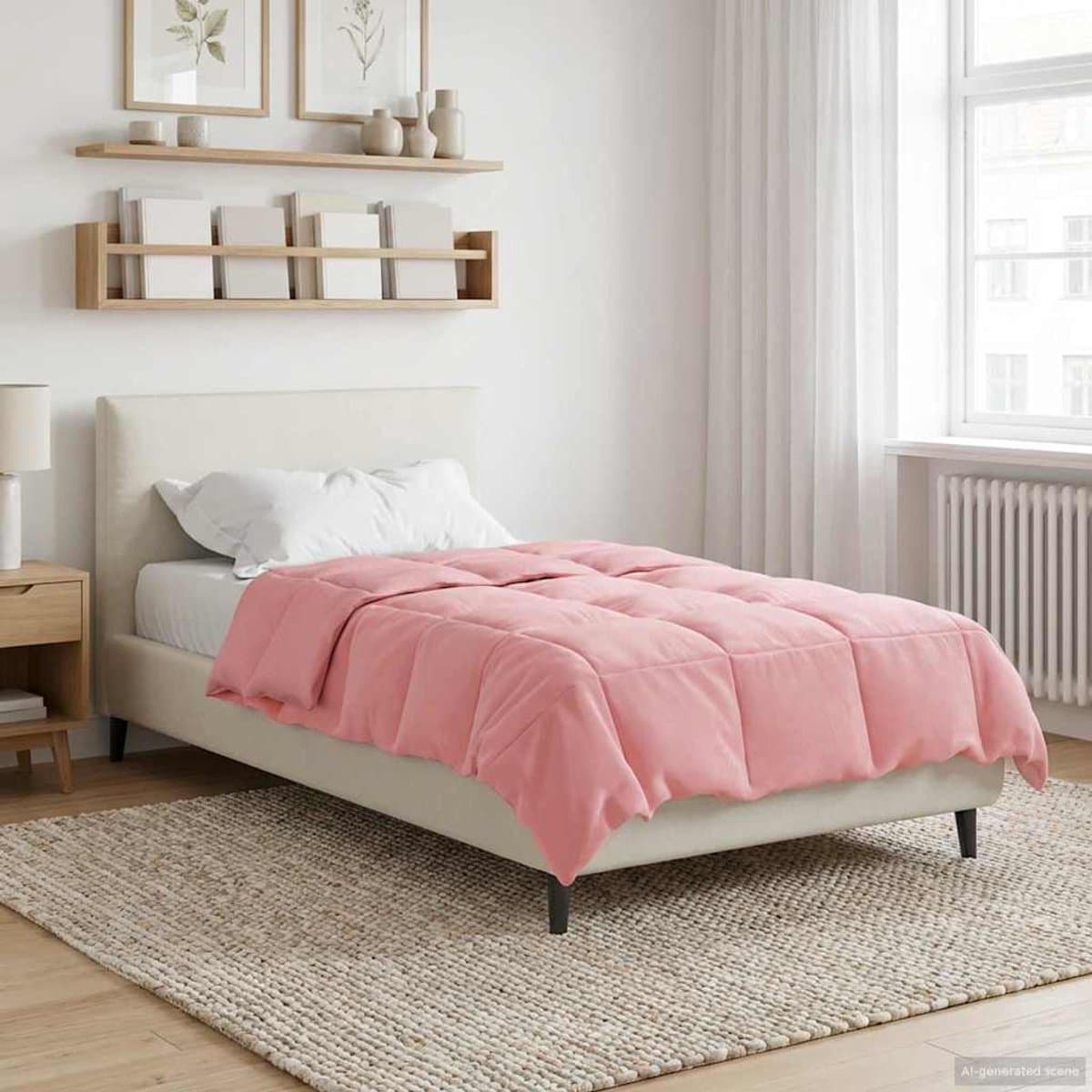 vidaXL - Winter - Duvet - Gekwilt - Roze - 155 - x - 220 - cm - Microvezel thumbnail 2