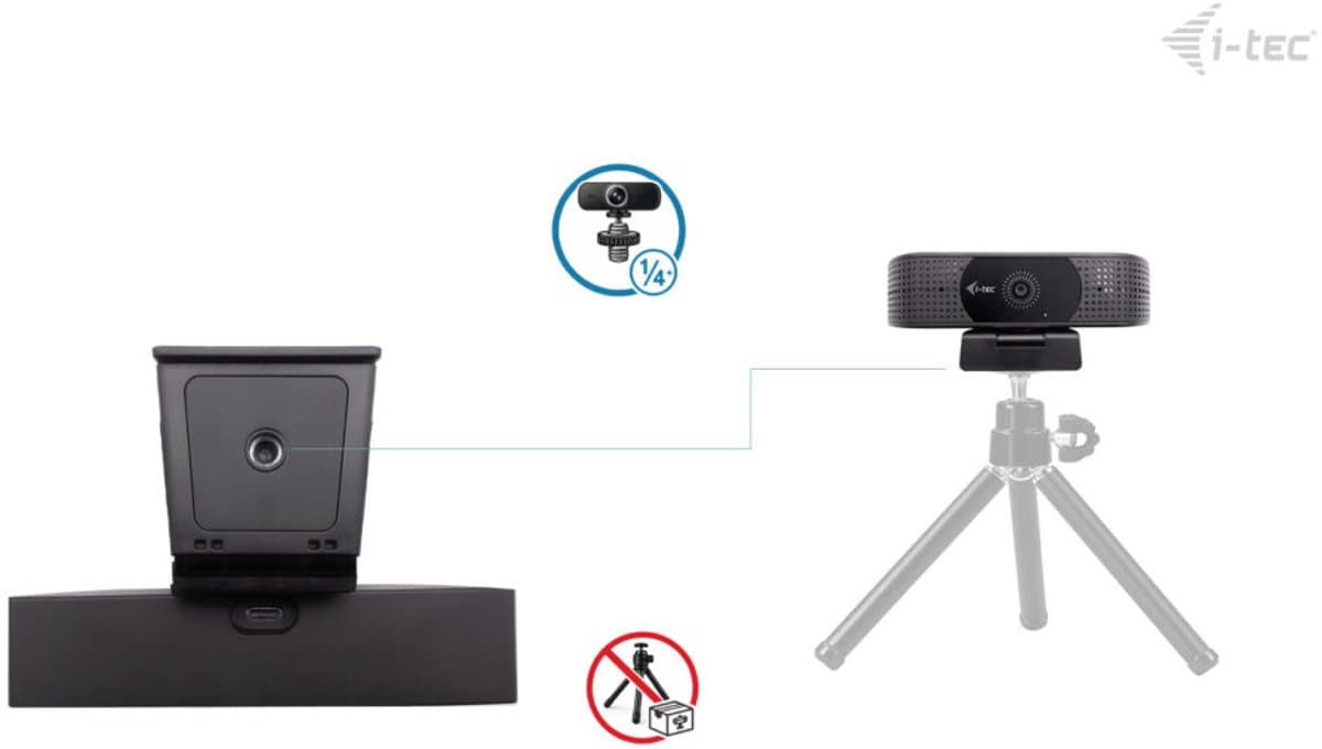 i-tec - Solomon 500 - Webcam - 4K - 2 microfoons - PDAF - Laptop & PC - Plug & Play thumbnail 7