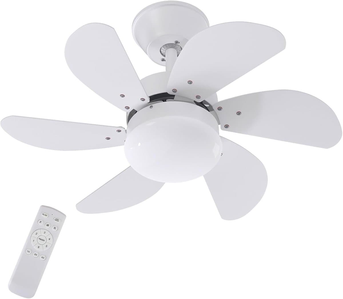Glitzerlife - Plafond ventilator met verlichting - Ventilator lamp plafond - stille plafondventilator - stil met afstandsbediening en timer - Ø75cm - wit - plafondlampen met ventilator voor woonkamer en slaapkamer