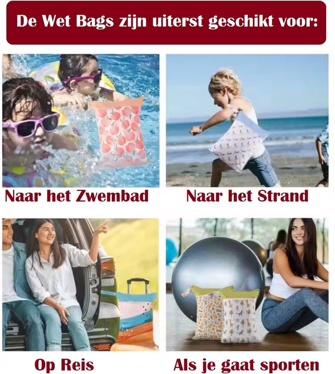 Wetbag Waterdichte Tas – 2 Stuks – Luiertas & Zwemtas – Natte Kleding, Luiers & Strand – 2 Vakken – 40x30 cm – Herbruikbaar – Golden Sun thumbnail 5