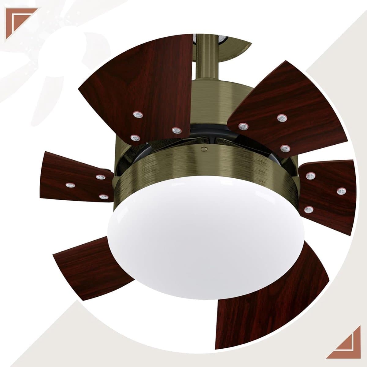 Glitzerlife - Plafond ventilator met verlichting - Ventilator lamp plafond - stille plafondventilator - stille motor met afstandsbediening -E27 ijzer en acryl - Ø75cm - notenhout thumbnail 3