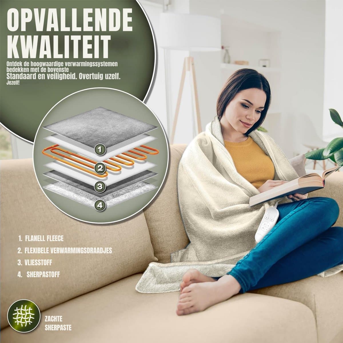 RWB® Elektrische Deken XXL - Elektrische Deken Extra Groot - Elektrische Deken - thumbnail 6