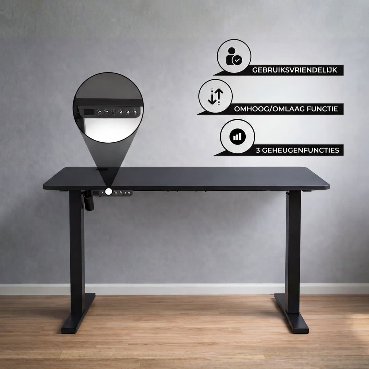 Bayt Zit Sta Bureau - Elektrisch Bureau - In Hoogte Verstelbaar Bureau - 120 x 60 cm - Zwart thumbnail 5