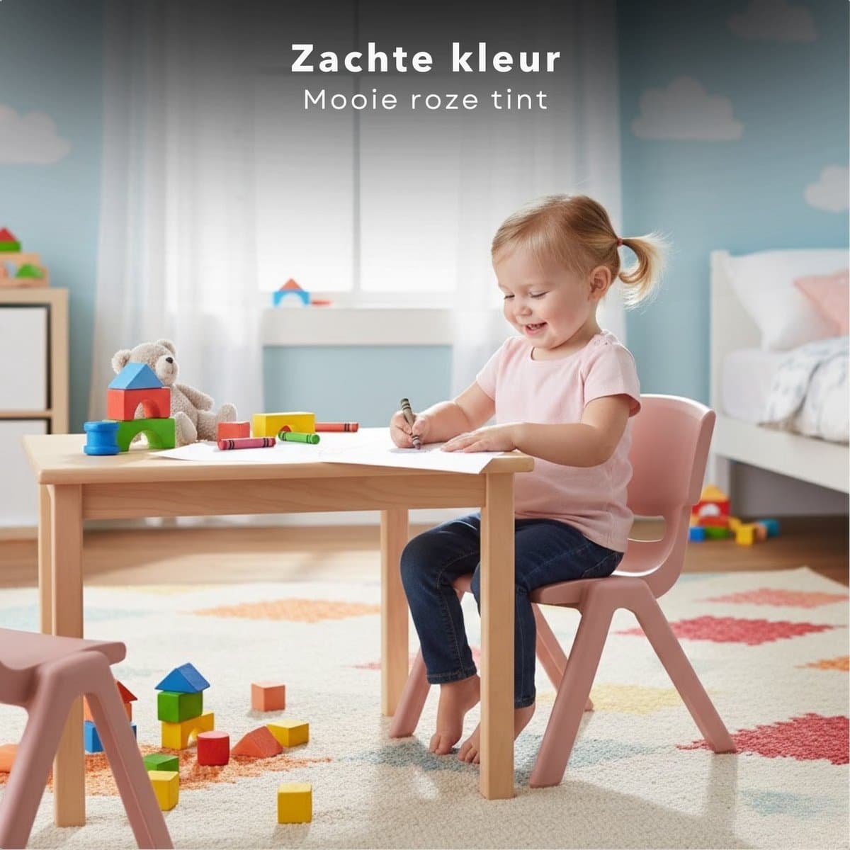Cheqo® Kinderstoeltje - Kinderstoeltje Roze - Kinderstoel - Kinderstoel Roze - Peuterstoeltje - Peuterstoel - Kinder Tuinstoel - Tuinstoeltje Kind - Kinderstoel Buiten - Kinderstoel Binnen - Kunststof Kinderstoeltje - Plastic Kinderstoeltje thumbnail 5
