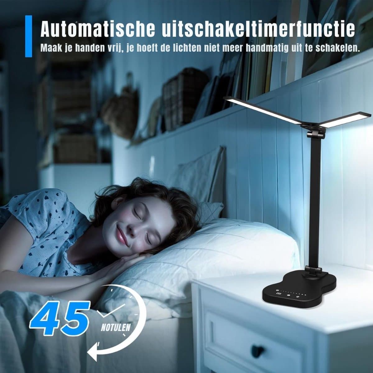DnA® Bureaulamp LED - Burolamp - Bureaulamp Met Klem - Bureaulamp Kind - Bureaulamp LED Dimbaar - Zwart - 38cm x 4cm x 12cm thumbnail 8