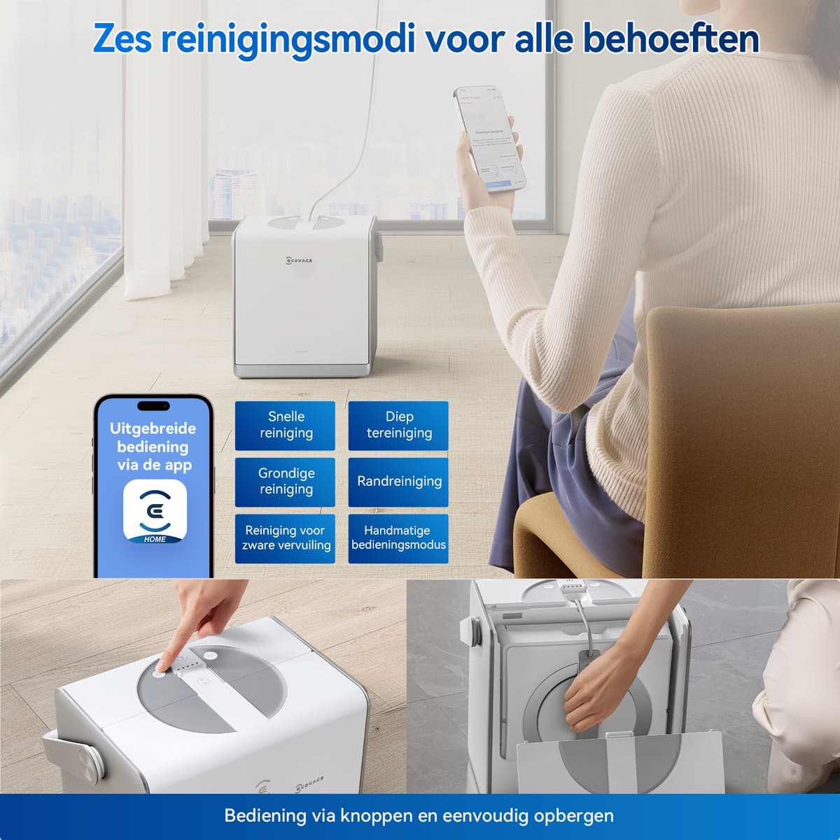 ECOVACS WINBOT W2 PRO OMNI Robot ramenreiniger–Ramenwasser–Ruitenreiniger – WIN-SLAM 4.0 intelligente routeplanning– 6-in-1 multifunctioneel station–12-traps veiligheidssysteem–Dubbele stroommodus–Voor ramen–Spiegels–Glazen deuren thumbnail 2