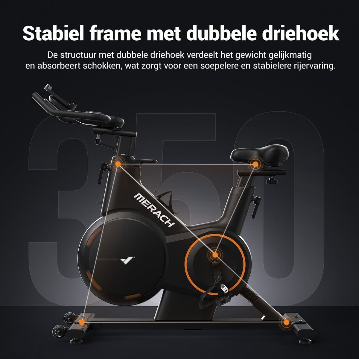 MERACH Hometrainer - 16 Niveaus Magnetische Weerstand - ± 6% Helling - LED-scherm - Bluetooth - APP - Maximaal Gewicht 160 kg - Stil thumbnail 4